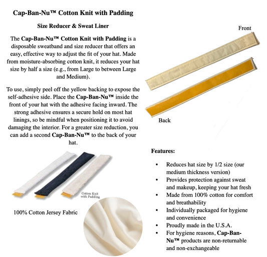 Cap-Ban-Nu™ Cotton Knit with Padding Hat Size Reducer